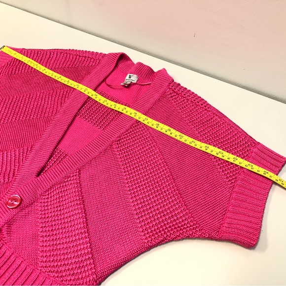 Worthington Cropped Cardigan Sweater, Hot Pink, Sz M - Picture 7 of 8